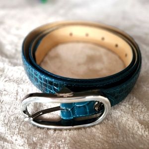 Longchamp leather croc embossed belt